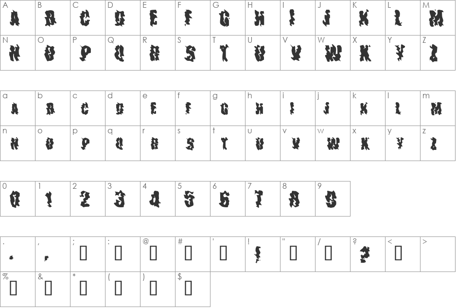 The Drips font character map preview
