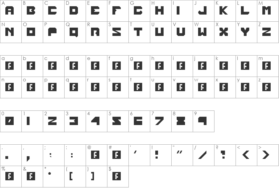 The Edge font character map preview