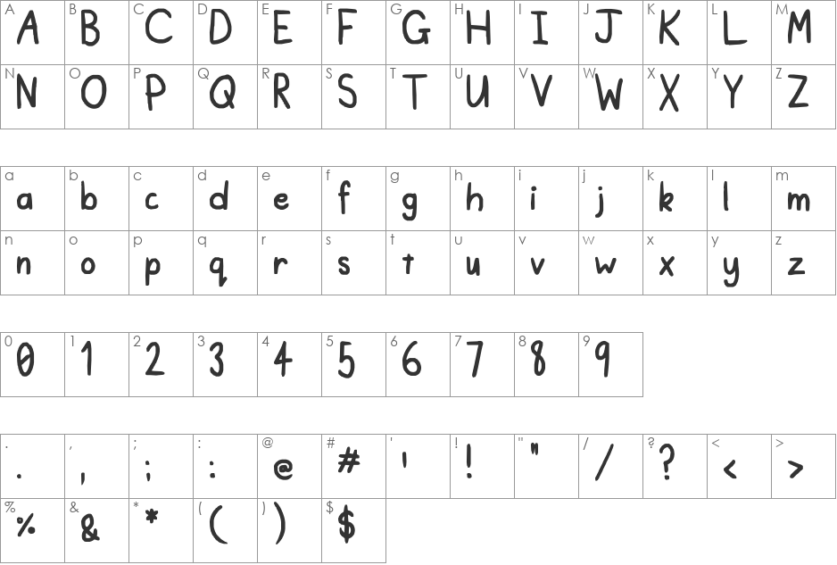 The first in a while font character map preview
