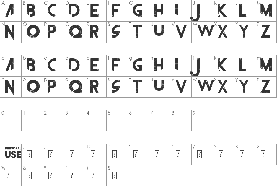 The Frontman font character map preview