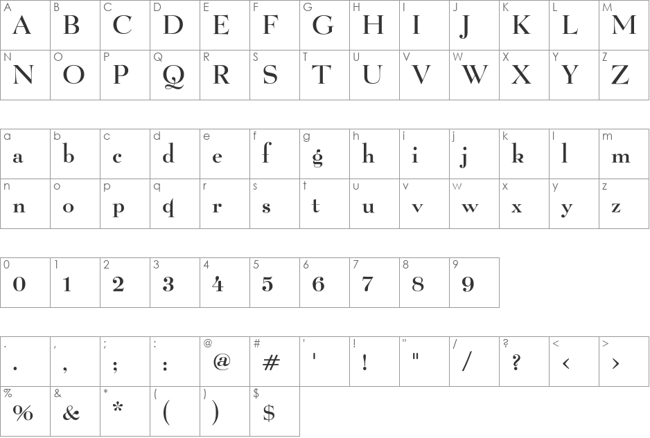 BeLucian FB Demi font character map preview