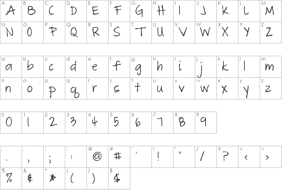 The Great Escape font character map preview