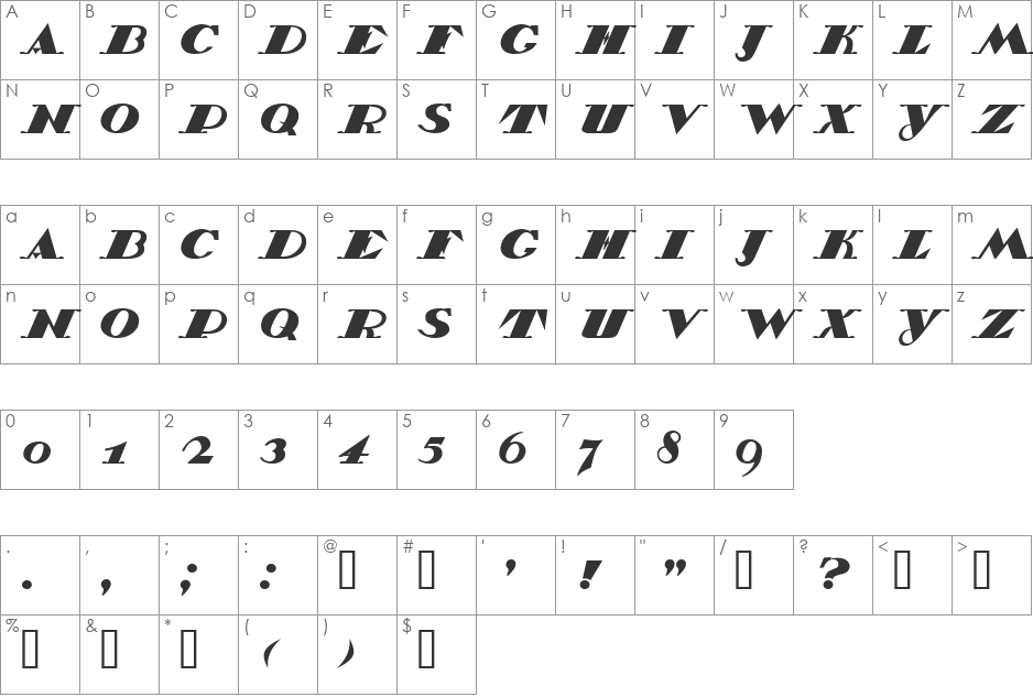 Belukha Capital font character map preview