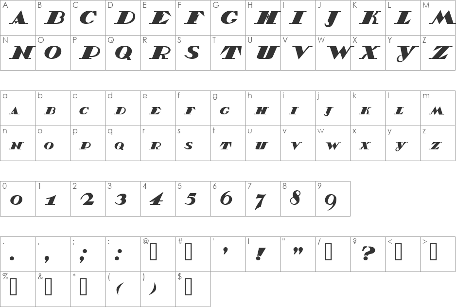 Belukha1 font character map preview