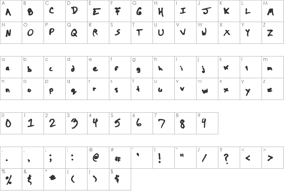 The Kool Font font character map preview