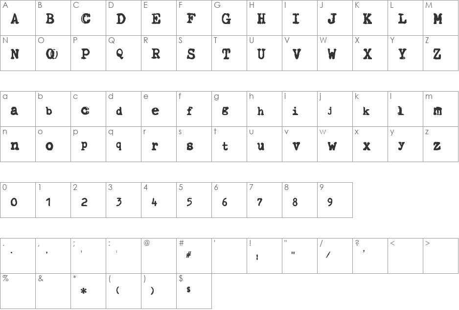 The Libertines font character map preview