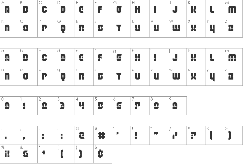 The Light Brigade font character map preview