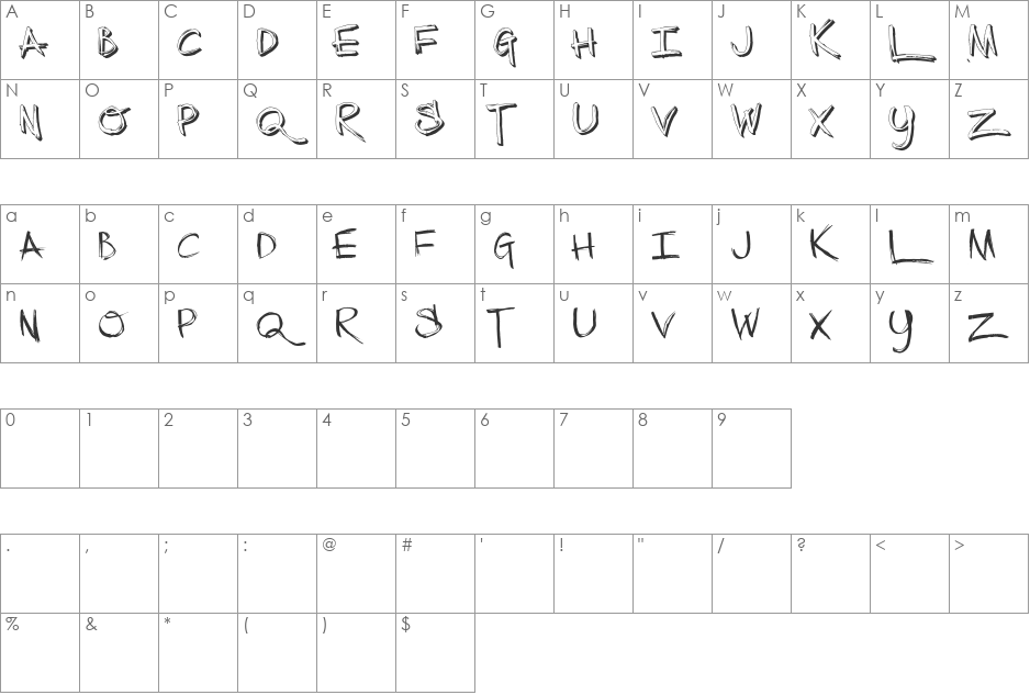 The Low Down font character map preview