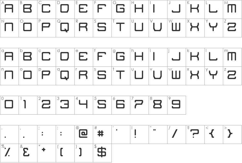 The Missing Link font character map preview