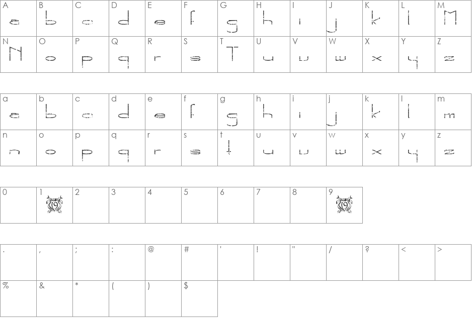 The New Metropolitan font character map preview