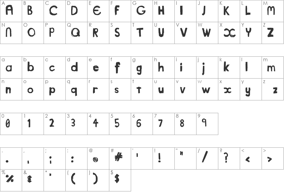 The Octopus font character map preview