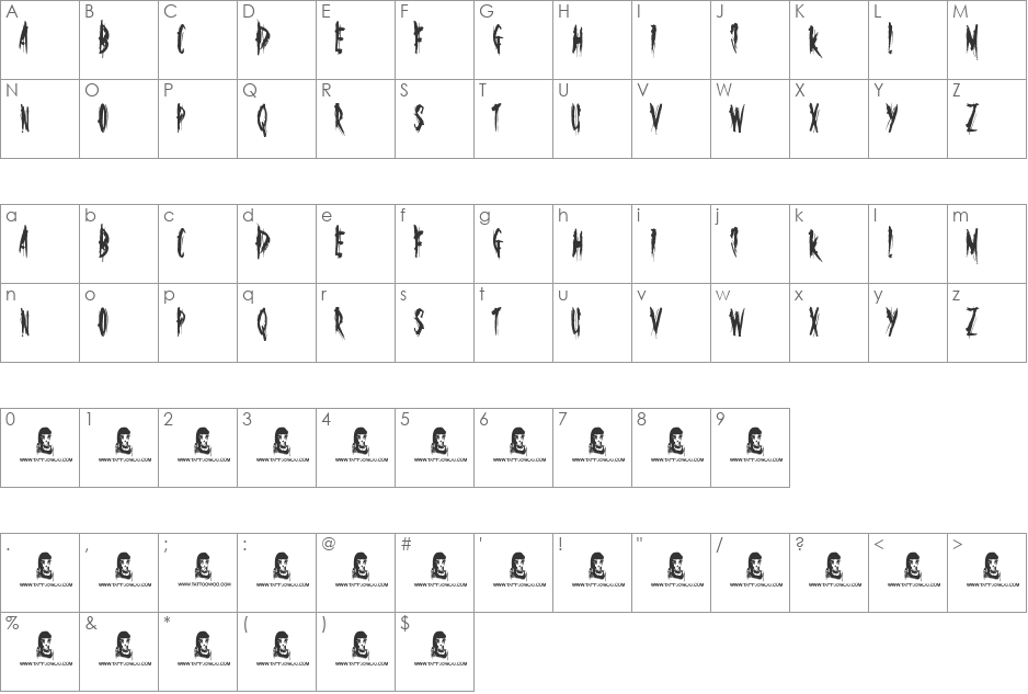 The Others Are Here font character map preview