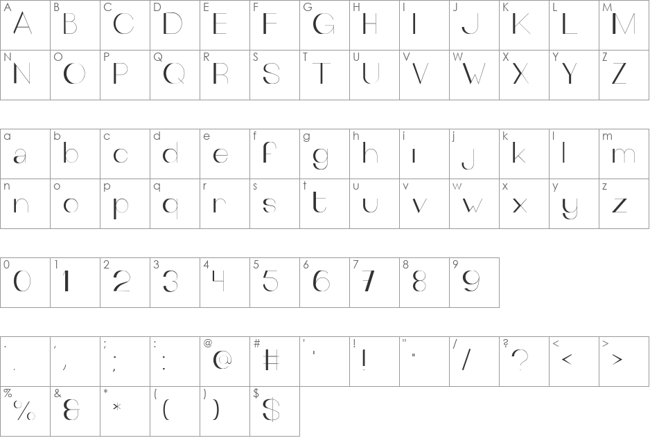 The Outsiders font character map preview