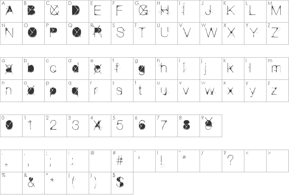 the Poison font character map preview