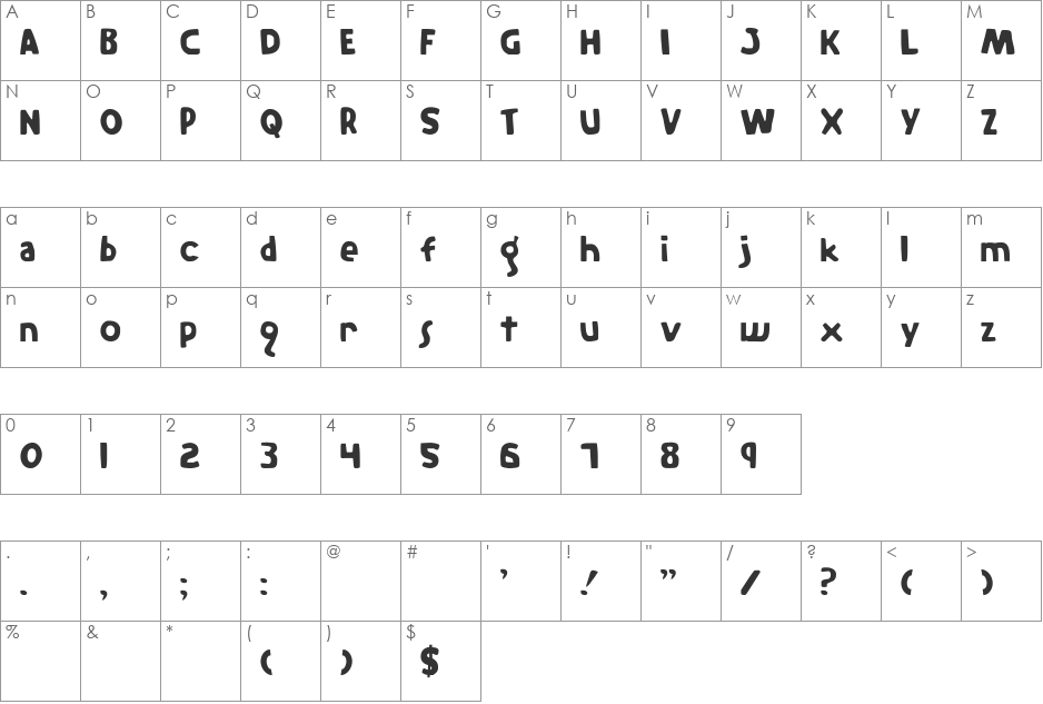 The Rifleman font character map preview