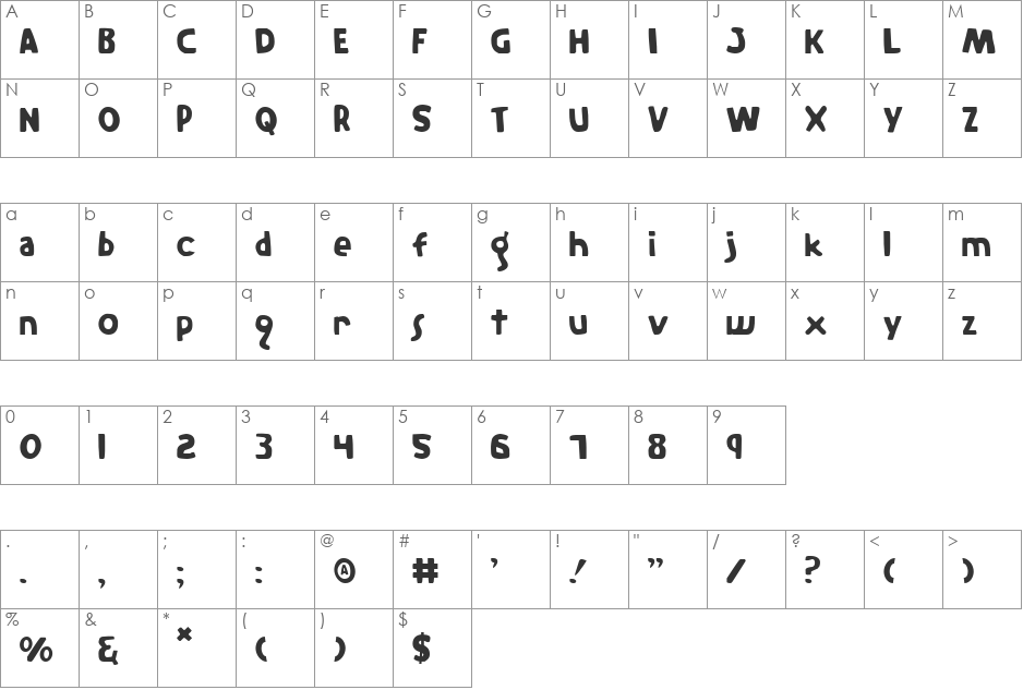 The Rifleman font character map preview