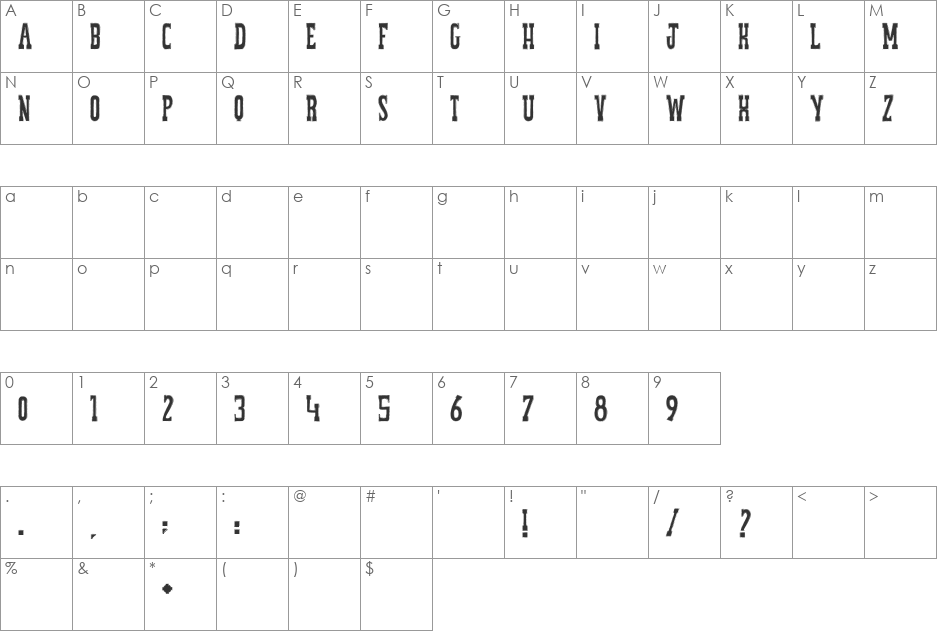 THE SPAGHETTI MOVIE font character map preview