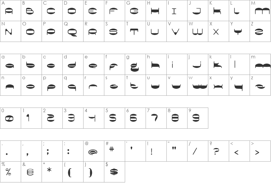 The Xray Bomb font character map preview