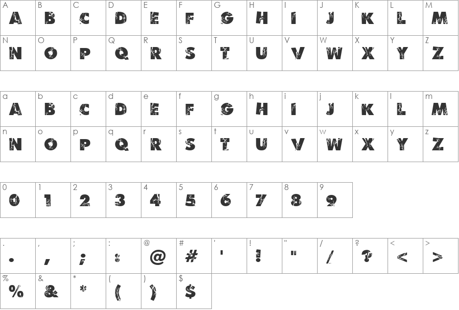 Ben Krush font character map preview