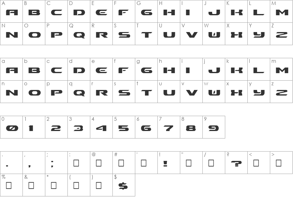 Ben Pioneer font character map preview