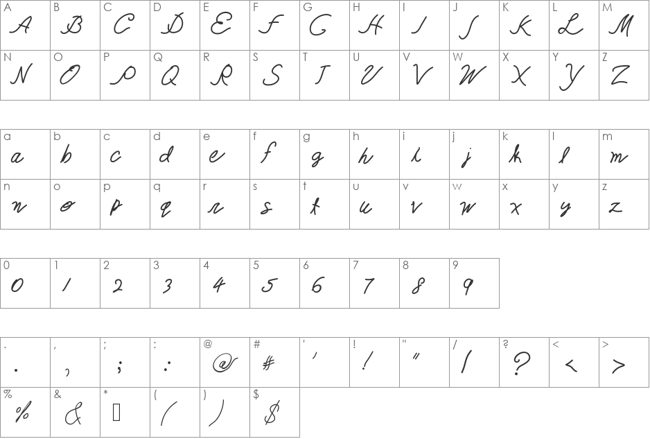 TheQueenisHavingFun font character map preview