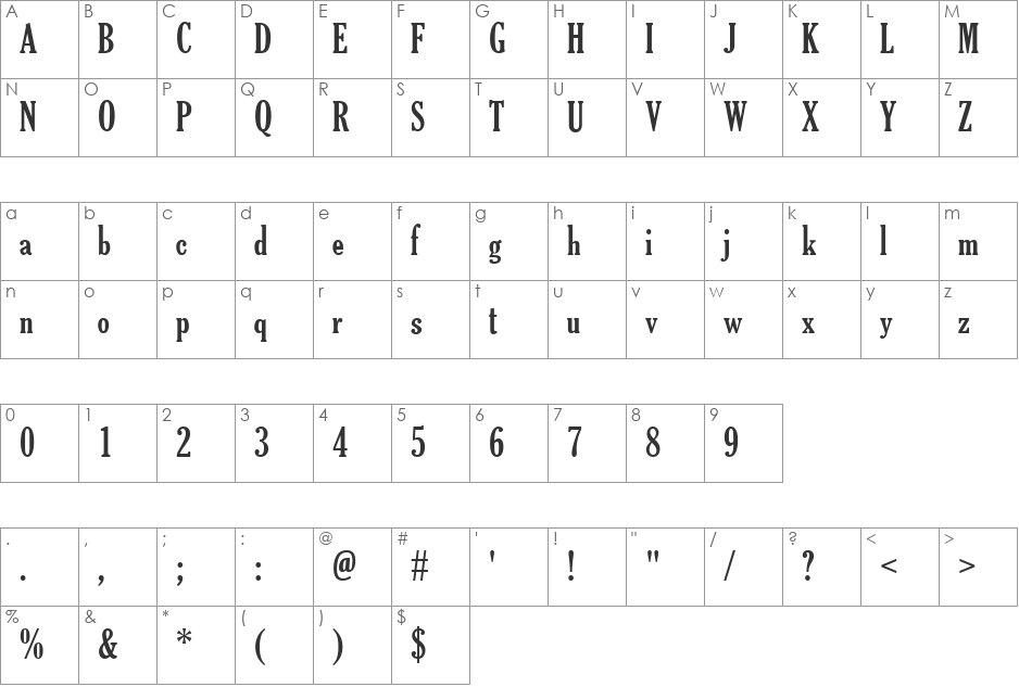 TheReconLegendFont font character map preview