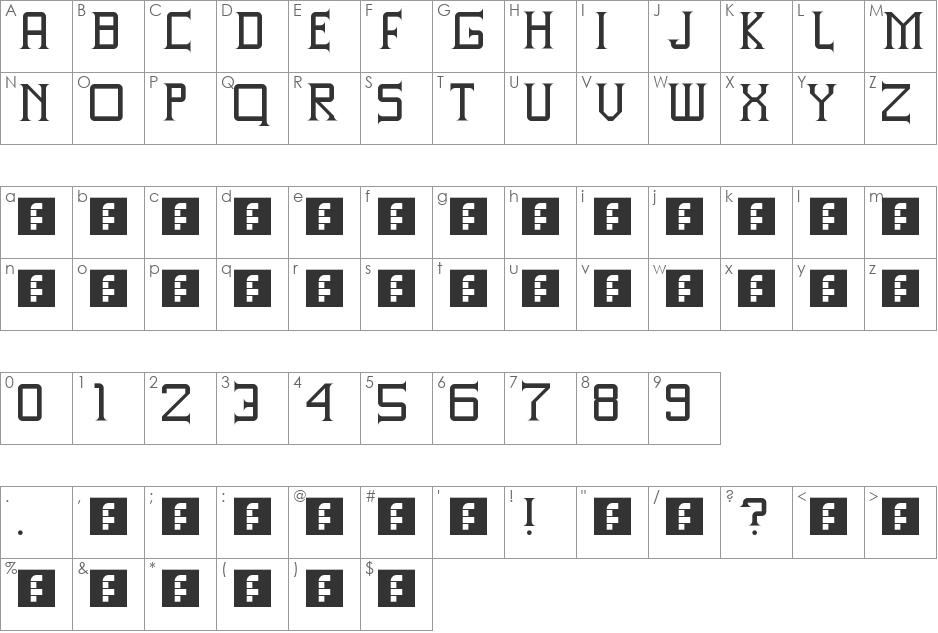 Ben Type font character map preview