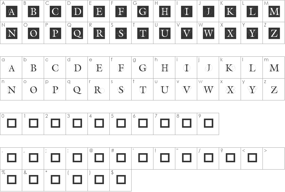 TheRoots font character map preview