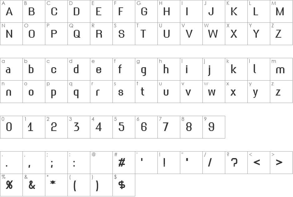 The_Ambrosia_Society font character map preview