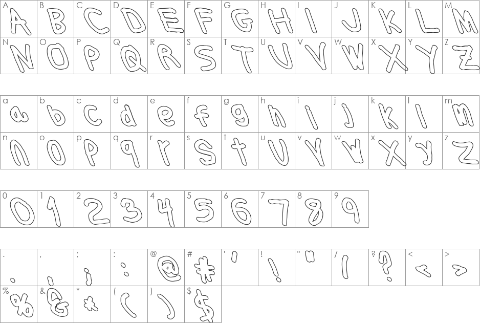 Thicker Than... font character map preview