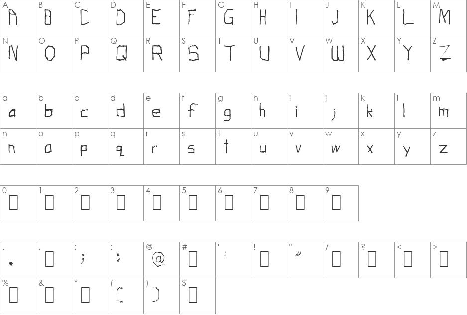 Third Grade Techno font character map preview