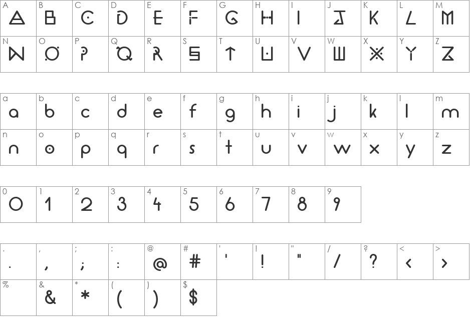 Thirty Seconds font character map preview
