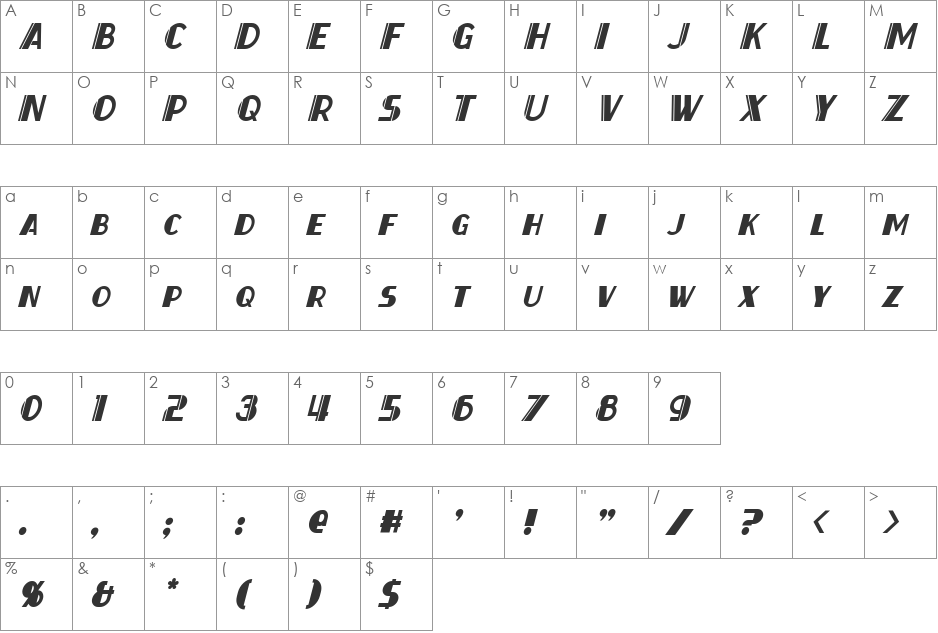 Thirty-Seven font character map preview