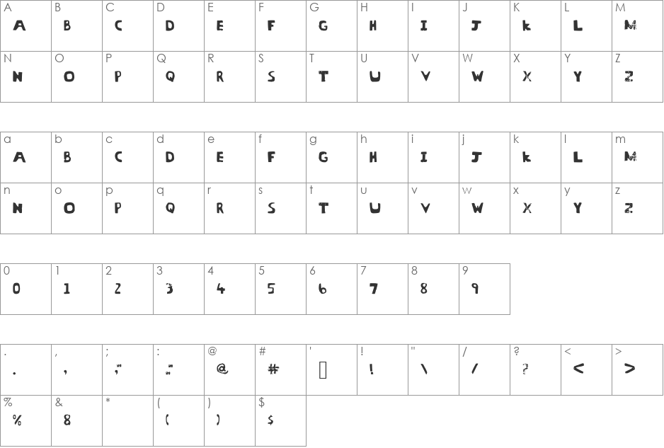 Threat font character map preview