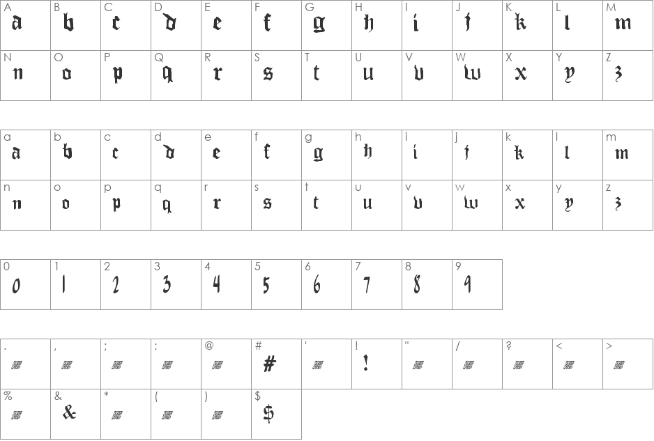 ThugLoveDT font character map preview