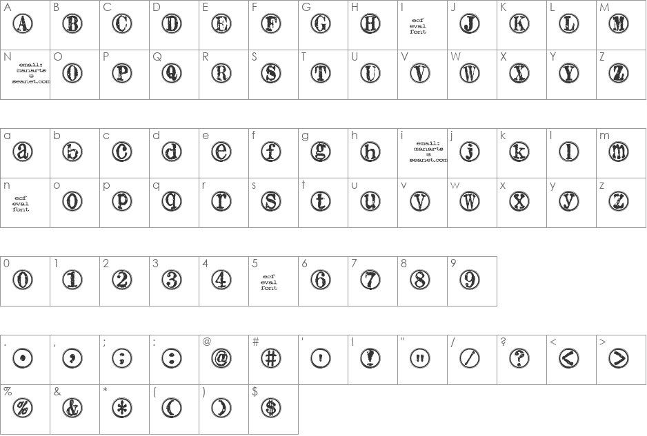 thumptwo (eval) font character map preview