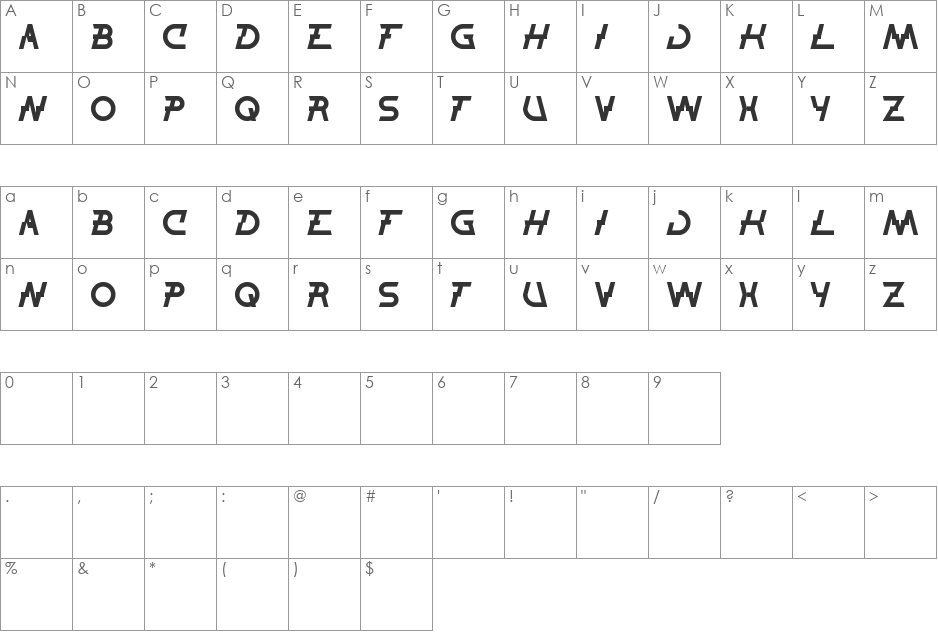 THUNDER JAGGER font character map preview