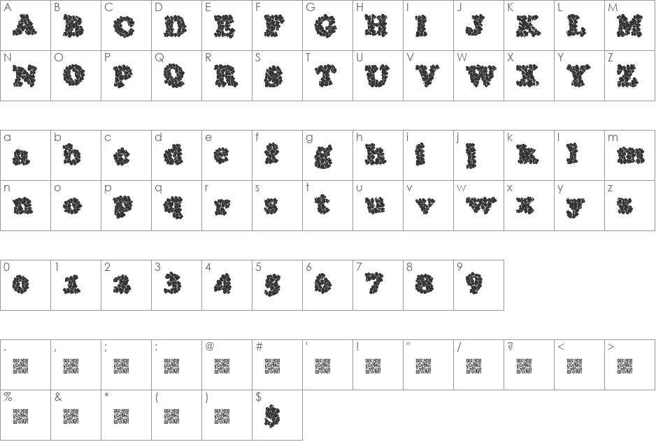 ThunderHead font character map preview