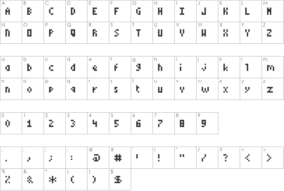 TI-83  Graph Screen Font font character map preview