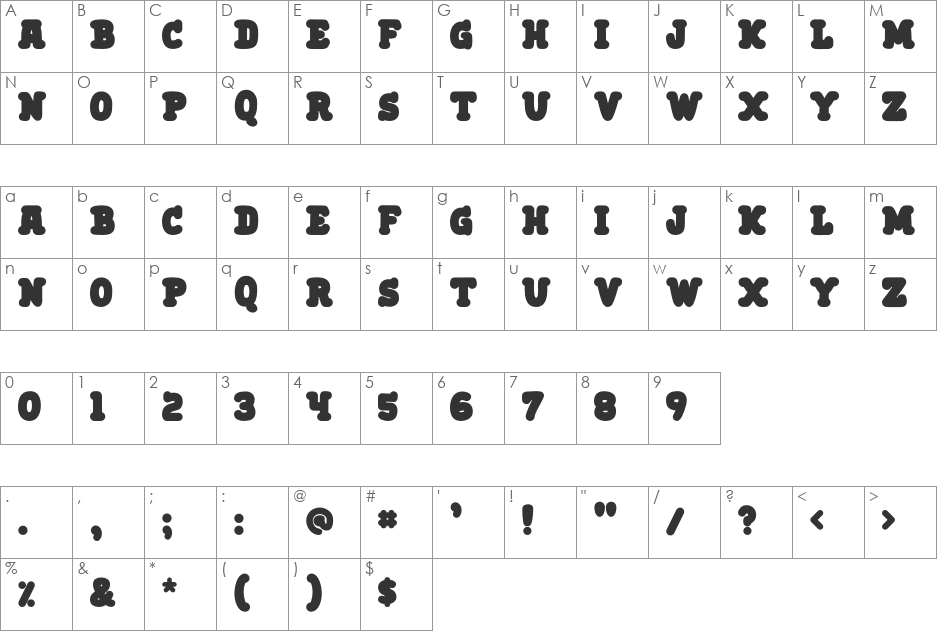 Tidal font character map preview