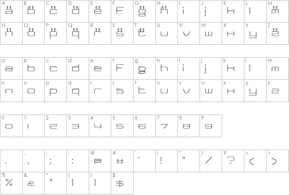 Tidy Curve TV font character map preview