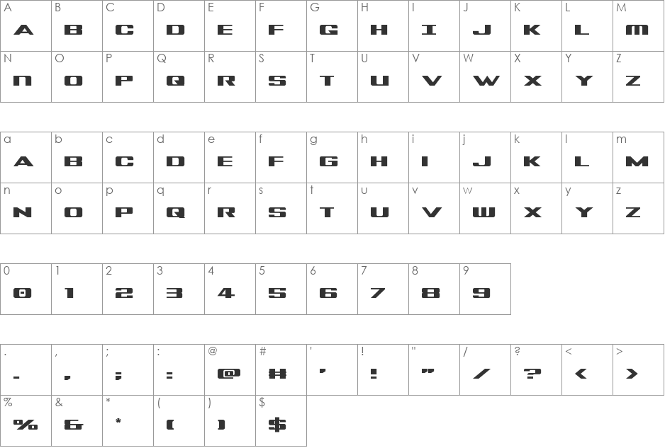 Tigershark Pro Italic font character map preview
