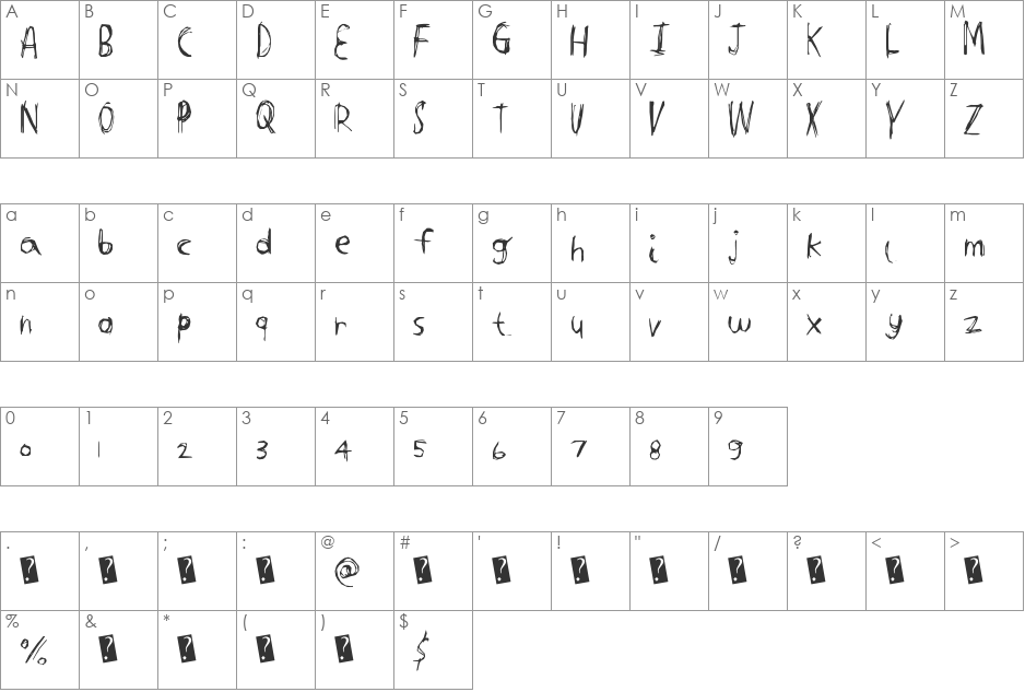 TightCarve font character map preview