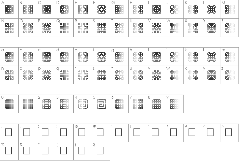 Tile Things font character map preview