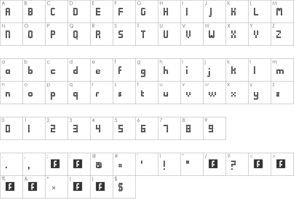 tiles font character map preview