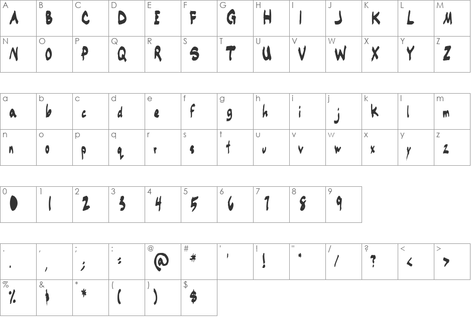 TimbukMarker font character map preview