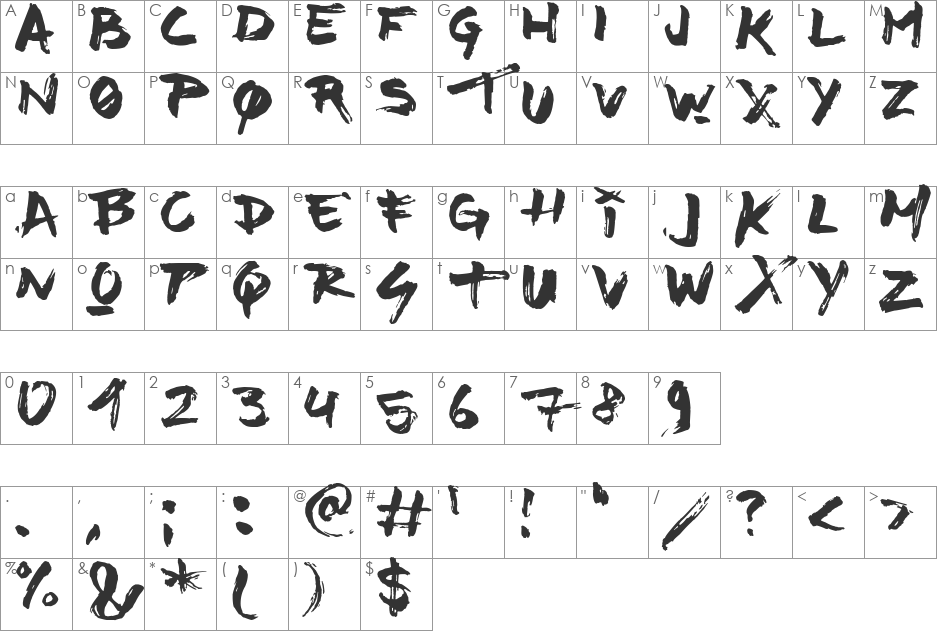 Time Machino font character map preview