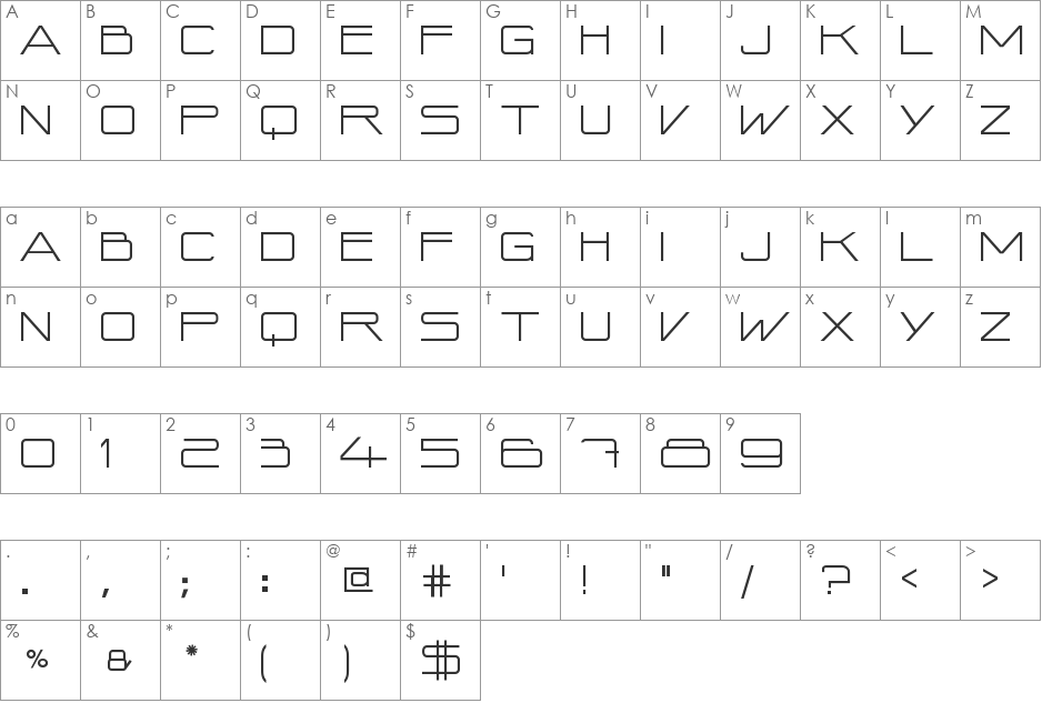 Time N Space font character map preview