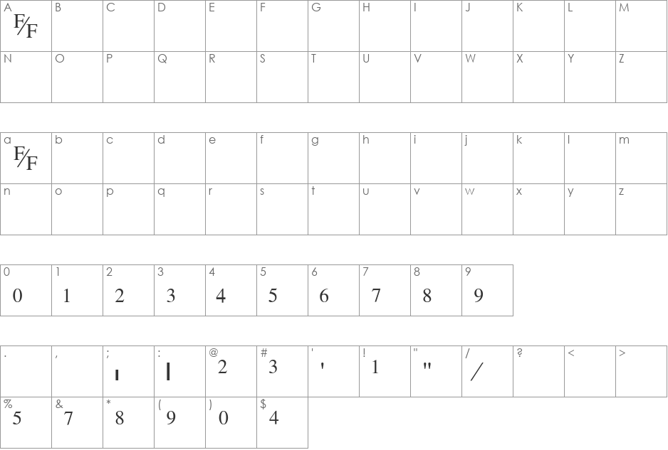 TimeFraction-E font character map preview