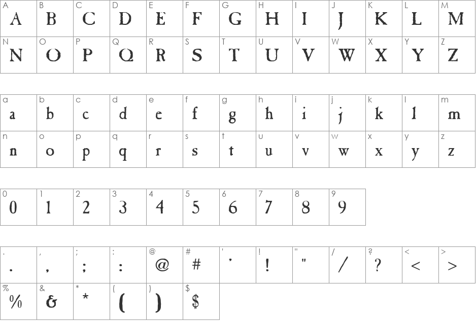 Tintinabulation font character map preview